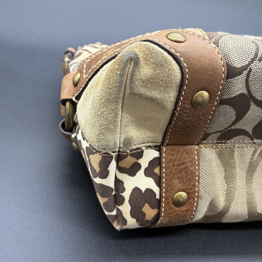 Coach Carly 10814 Y2K Patchwork Signature Hobo Shoulder Bag Brown Tan Canvas - Picture 4 of 16
